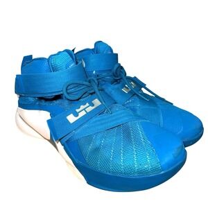 Nike LeBron Soldier 9 Mens 15 Pre-Owned Basketball Shoes Blue White 813264-331